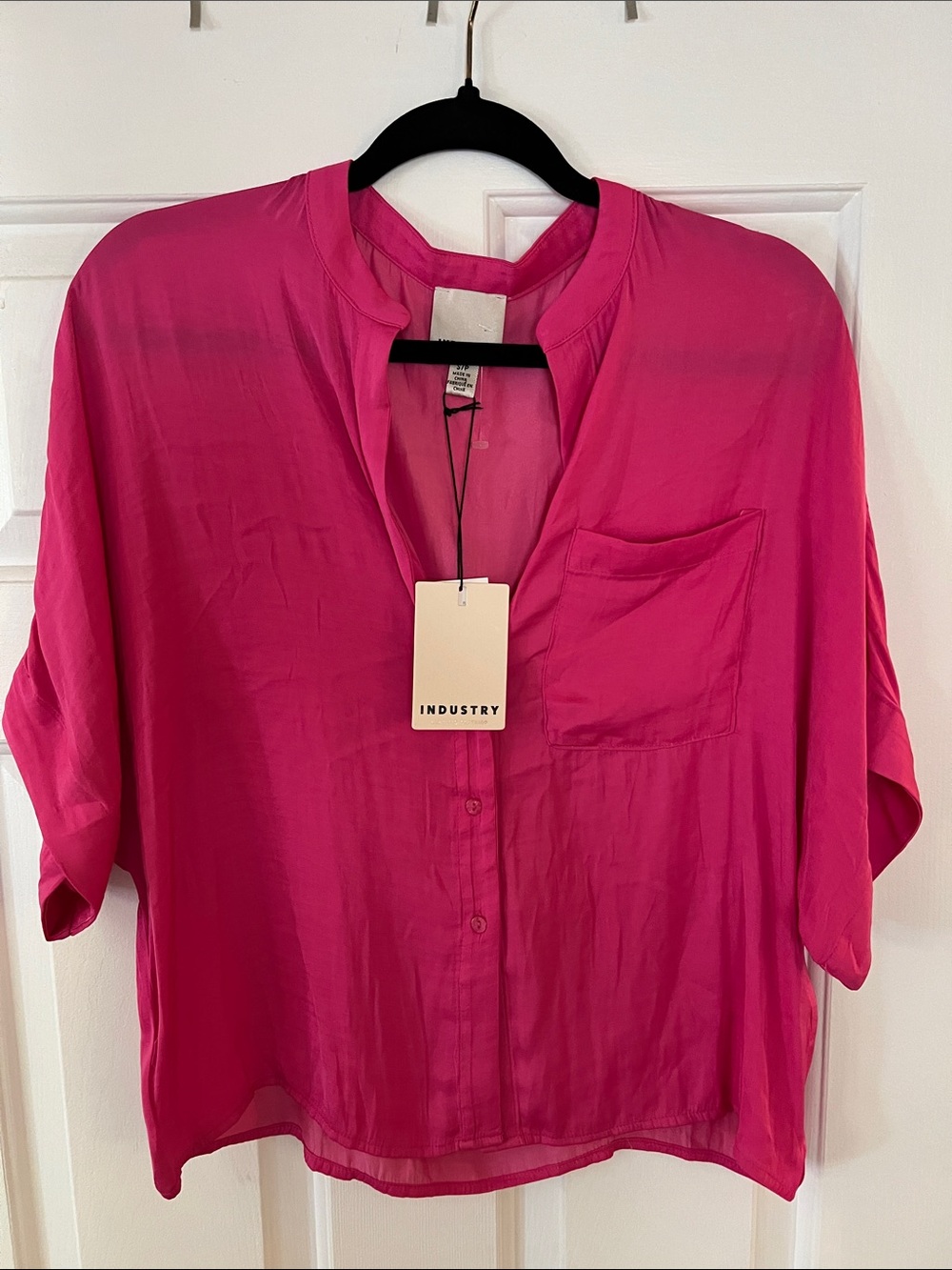 INDUSTRY Women’s Hot Pink Button-Down Pocket Blouse